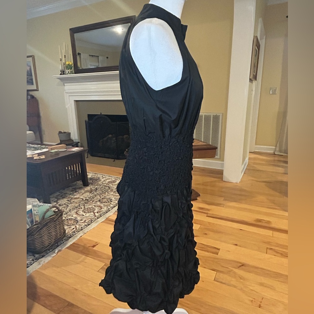 Gracia Elegant Black Halter Women’s Smocked Waist Bubble Hem Dress - Picture 12 of 14